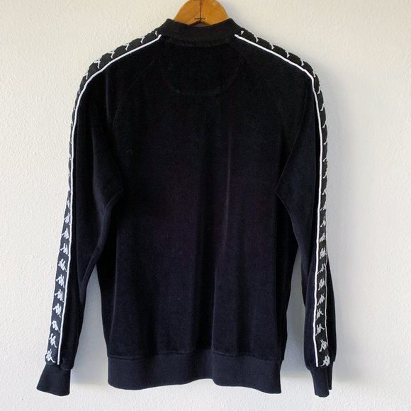Kappa Y2K Velour Full Zip Track Jacket Black Omini Logo Women’s Streetwear - Picture 5 of 13